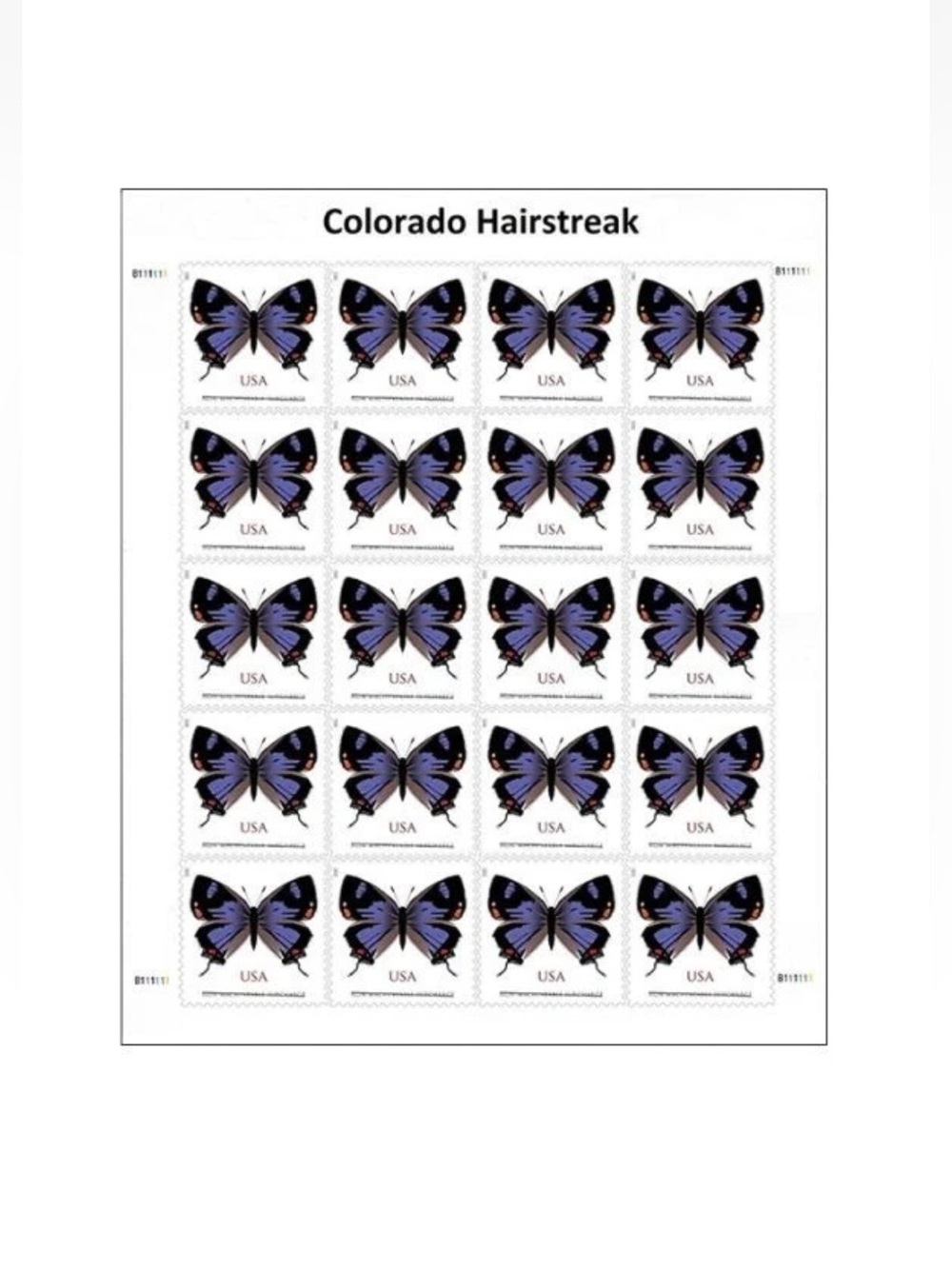 2021 PURPLE COLORADO HAIRSTREAK - NON-MACHINABLE USPS STAMPS - 100 PCS TOTAL